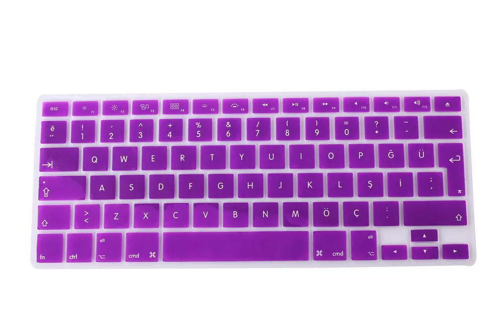 Turkish Letters Keyboard Protector for Macbook Air Pro Retina 13" 15" 17" Laptop Skin Covers for Mac book 13 15 EU Euro Version - Цвет: Purple