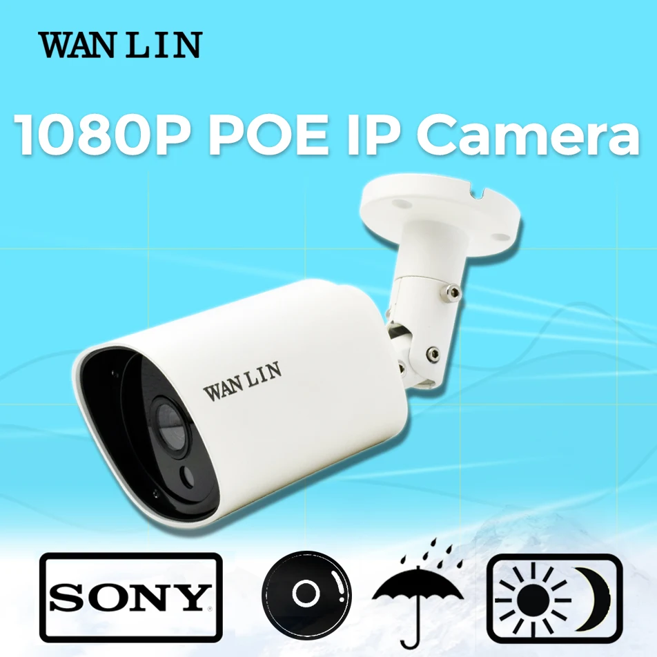 

WAN LIN 2.0MP Bullet PoE IP Camera SONY 1080P Outdoor Security Video Surveillance Camera ONVIF Waterproof 40M Night Vision P2P