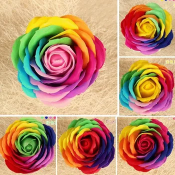 

Rainbow 7 colorful Rose Soaps Flower Packed Wedding Supplies Gifts Event Party Goods Favor Toilet soap Scented bathroom accessor