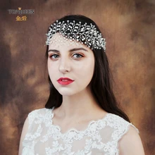 TOPQUEEN HP55 Новинка стразы жемчужные свадебные повязки свадебная прическа лозы аксессуары Головные уборы ручной работы два цвета