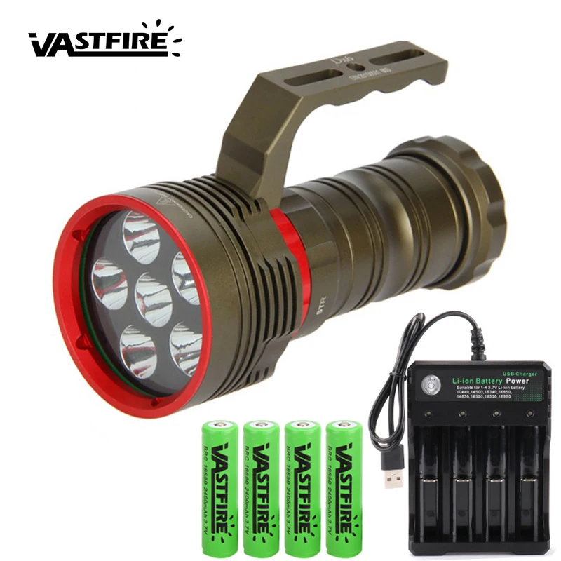 

6*XM-L2 10000LM LED Diving Flashlight Torch Underwater 100M diving diver depth Waterproof 18650 rechargeable battery white light