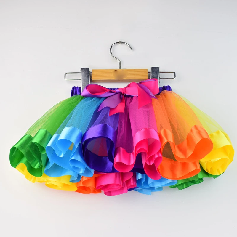 Dancing Skirts For Kids Children Tulle Skirts Rainbow Chiffon Girls