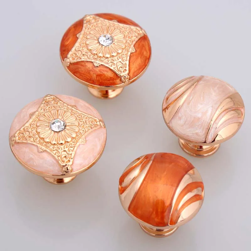 Free shipping Modern simple rose golden furniture knobs Fashion amber drawer knob