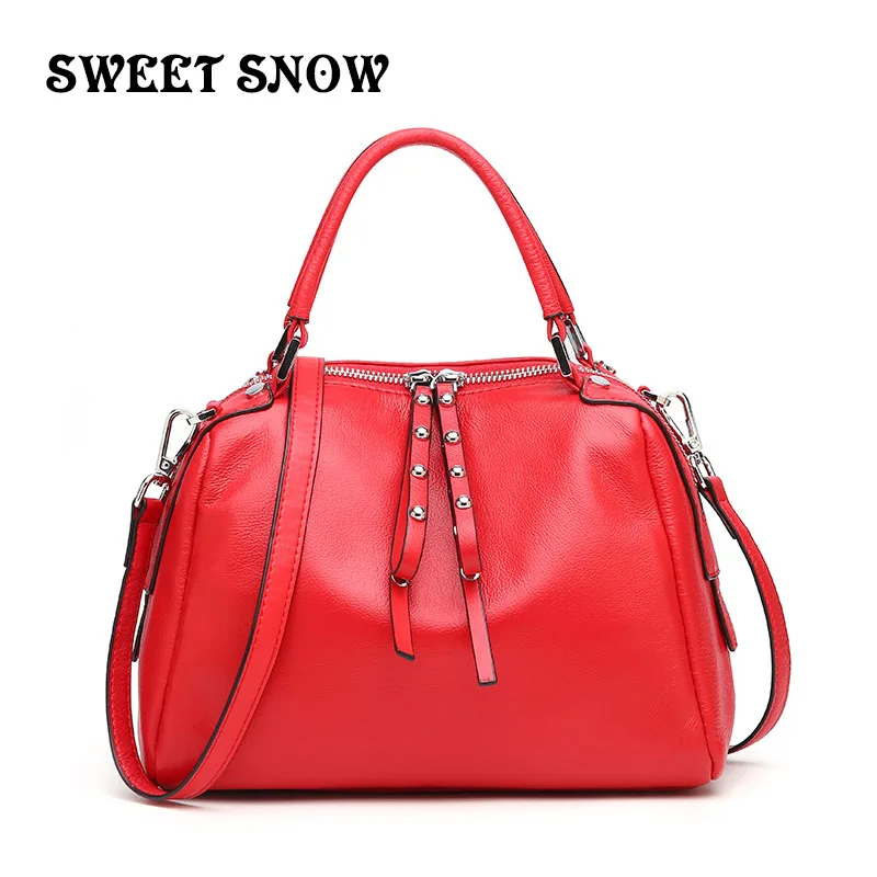 

SWEET SNOW New Genuine Leather Handbag Classic Retro Shoulder Bag Luxury Designer Messenger Bag Fashion Popular Hand Bag