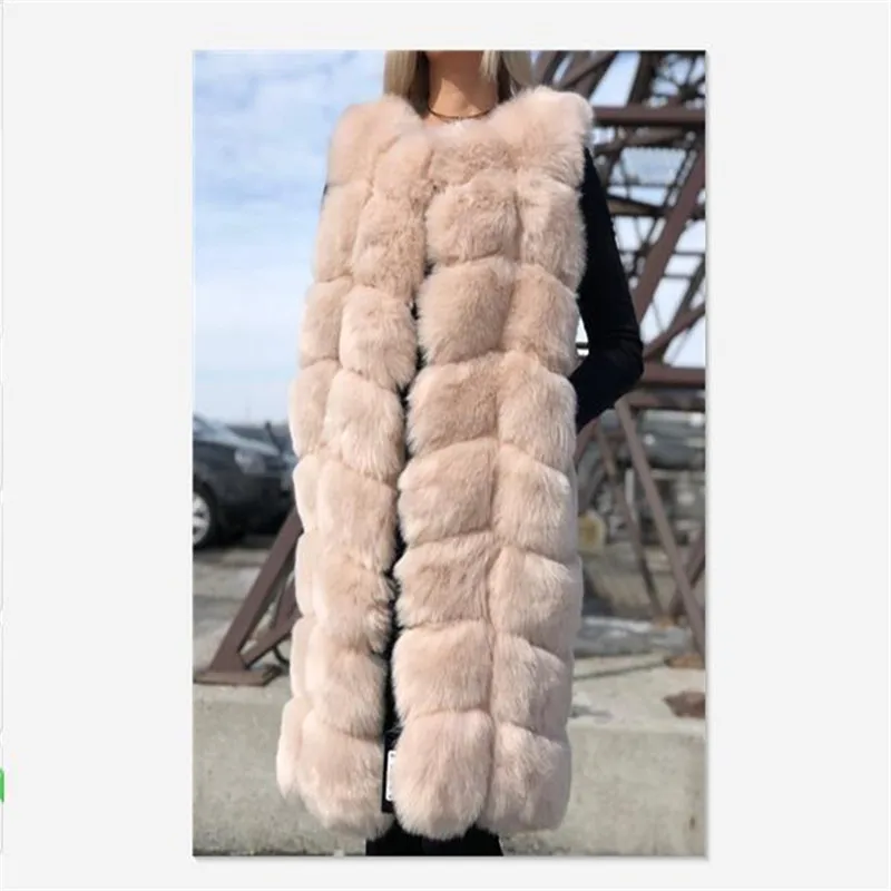 Gilet Fourrure D'hiver De Luxe Haute Fox bourgogne noir Femme Silver ardoisé Renard fuchsia Color Mince blanc Des Nouvelle Faux Binyuxd gris Qualité Bleu Manteaux Beige Long marine the Chaud Femmes 0wqYXn