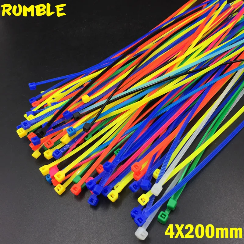 

4X200MM Self-Locking Plastic Nylon Wire Cable Zip Ties 100pcs Mix Color Cable Tie Fasten Loop Cable Different Color