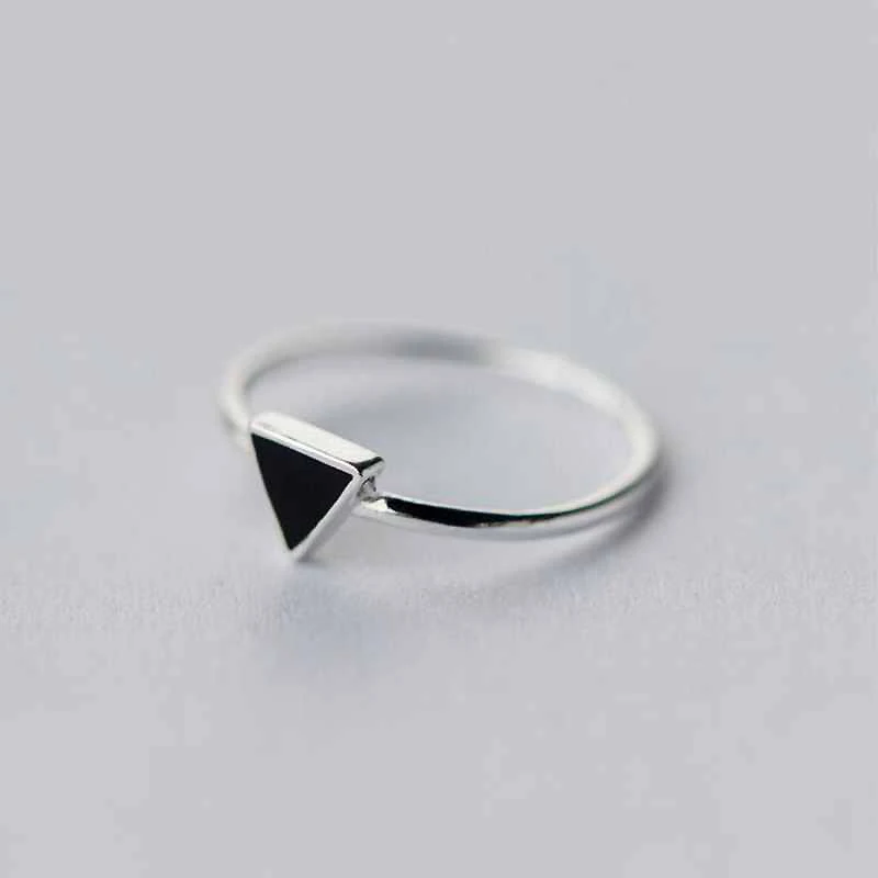 

925 Sterling Silver Geometry Triangle Rings for Women Girls Gift Opening Ring Vintage Sterling Silver Jewelry 95172