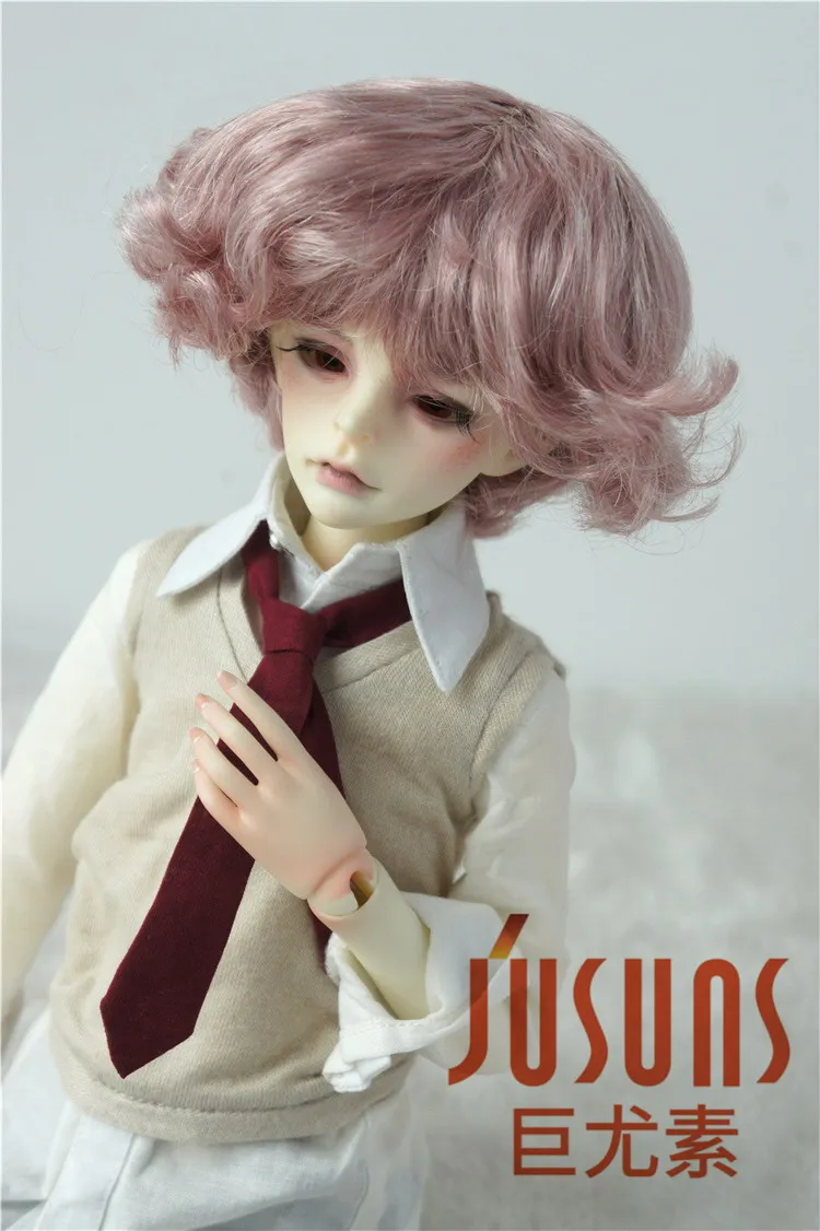 JD420 1/4 1/3 модный короткий курчавый BJD синтетический, мохеровый, для куклы парики Размер 7-8 дюймов 8-9 дюймов Мода MSD SD кукла волосы на продажу - Цвет: 7-8inchBlenddarkpink