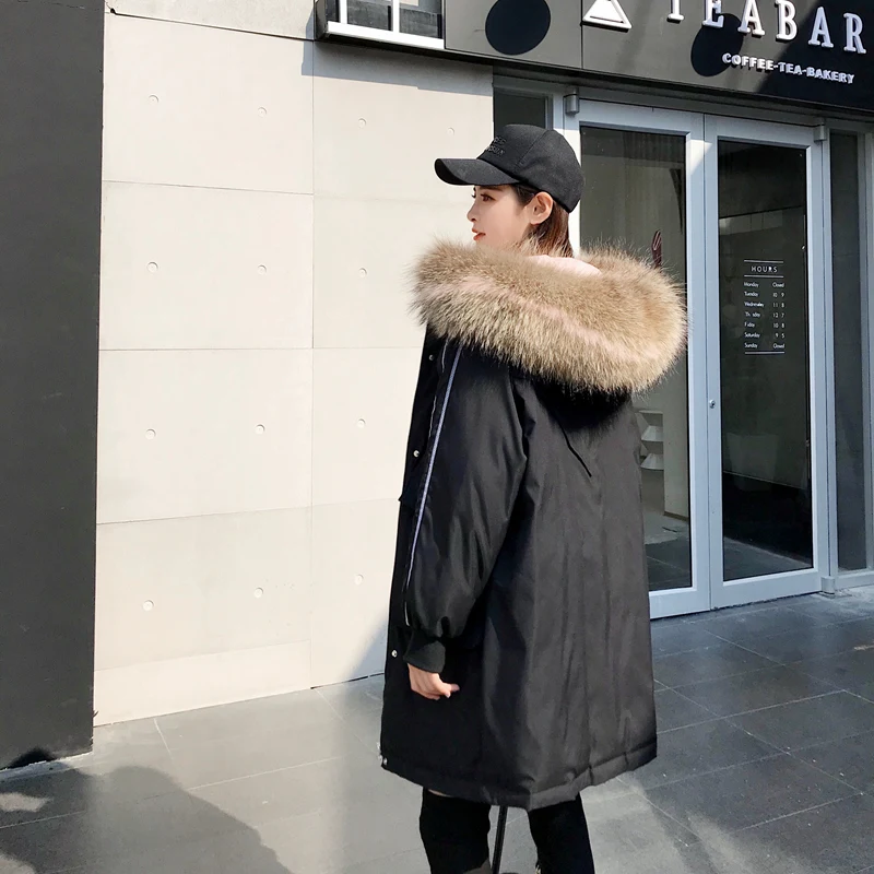

2018 WINTER Jacket women down jackets women's down coat New Medium Long Thickened Korean Loose parka Large Fur outerwear