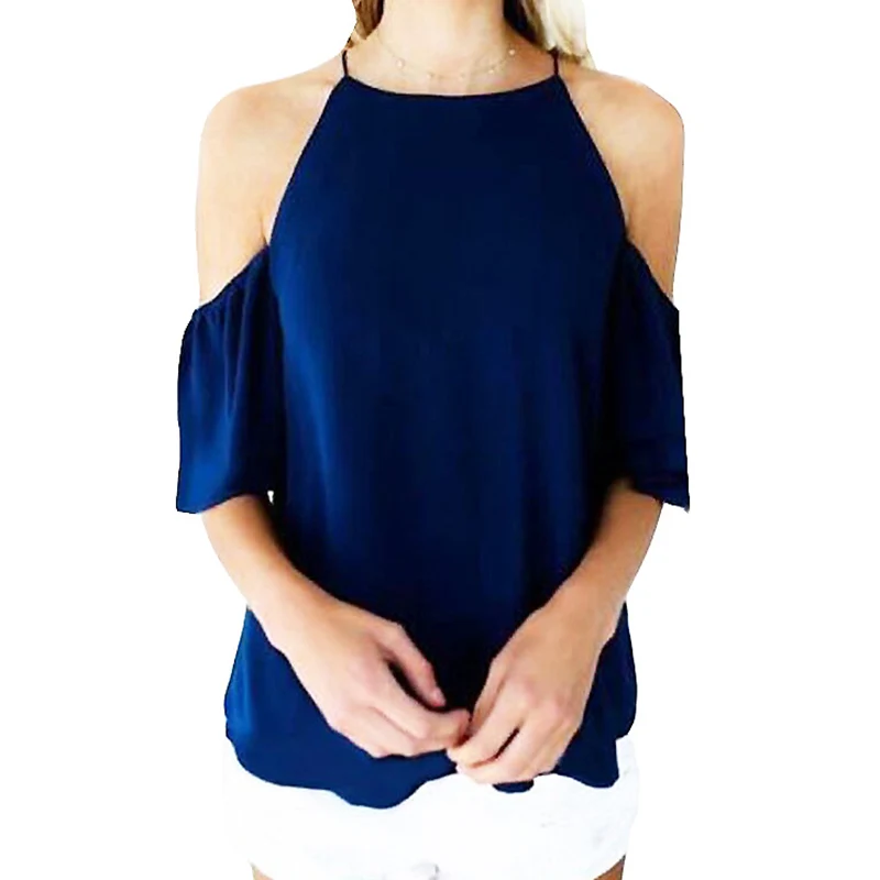 Мода 1 шт. свободная тонкая летняя Осенняя женская шифоновая блузка с открытыми