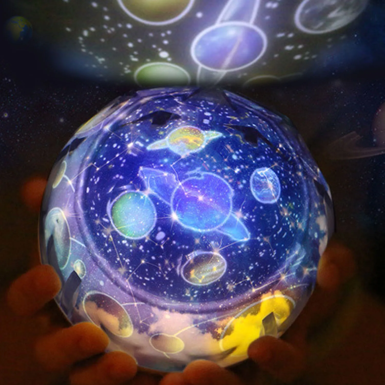 

USB Rotating Diamonds Style Star Sky Light Projector with 3 Modes Lights 3pcs Projection Films for Home Bedroom Party Decoration