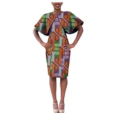 

2018 Fashion African Dresses for Women Summer Cloak Sleeve Knee Length Dashiki Dresses Super Wax Cotton Plus Size Clouthes