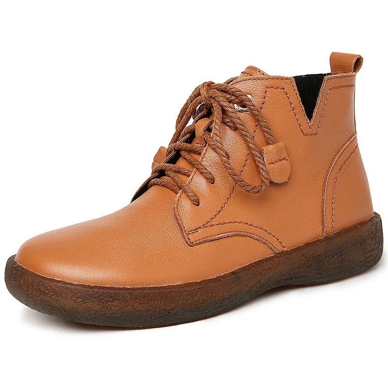 

Autumn and winter new boots, leather bare boots tendon bottom non-slip comfort large size shoes women's boots