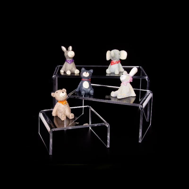 

Clear Acrylic Riser Stand Toy Display Collectible Figure Fine China Plates Showcase Jewelry Holder Set of Three