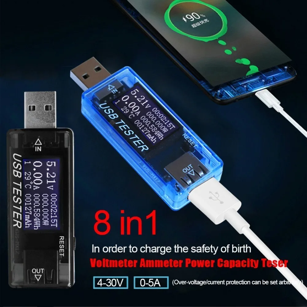 8 In 1 USB Tester Voltmeter Current Detector Current Voltage Meter Energy Power Bank Charger USB Charger Ammeter 8 In 1 USB Tester Voltmeter Current Detector Current Voltage Meter Energy Power Bank Charger USB Charger Ammeter