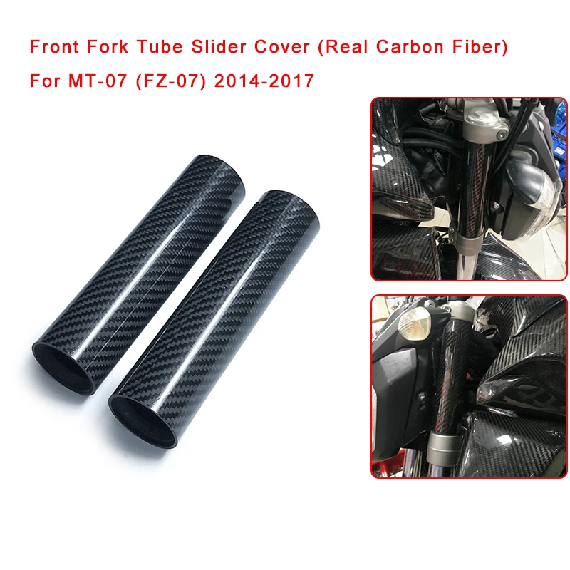 Motorcycle Real Carbon Fiber Front Fork Tube Slider Cover For YAMAHA MT-07 FZ-07 MT07 FZ07 MT 07 2014-2017 100% Brand New (1)