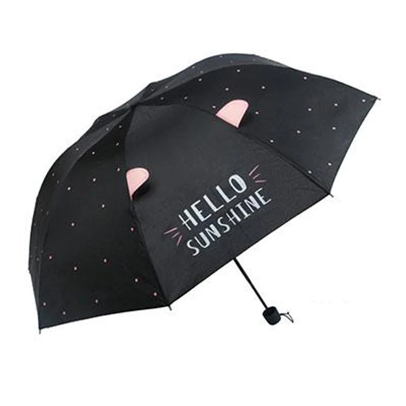 

Three-folding Umbrella Creative Cat Pattern Lightweight Foldable Pocket Women Rain Protective Windproof Sunshade Non-automatic