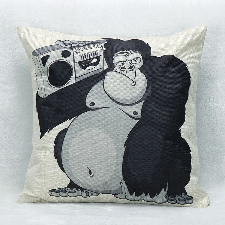 

New Chimpanzee Print Pillow Case Back Throw Cotton Linen Cover Room
