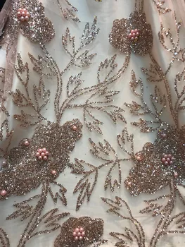 

JIANXI.C-6630 glued glitter Nigerian tulle lace fabric with beads glued glitter african tulle net lace fabric