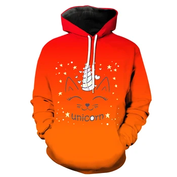 

New fashion 2019 Children hoodies 3D Red unicorn print kids boys girls outerwear brand spring autumn Long sleeve sweatshirt
