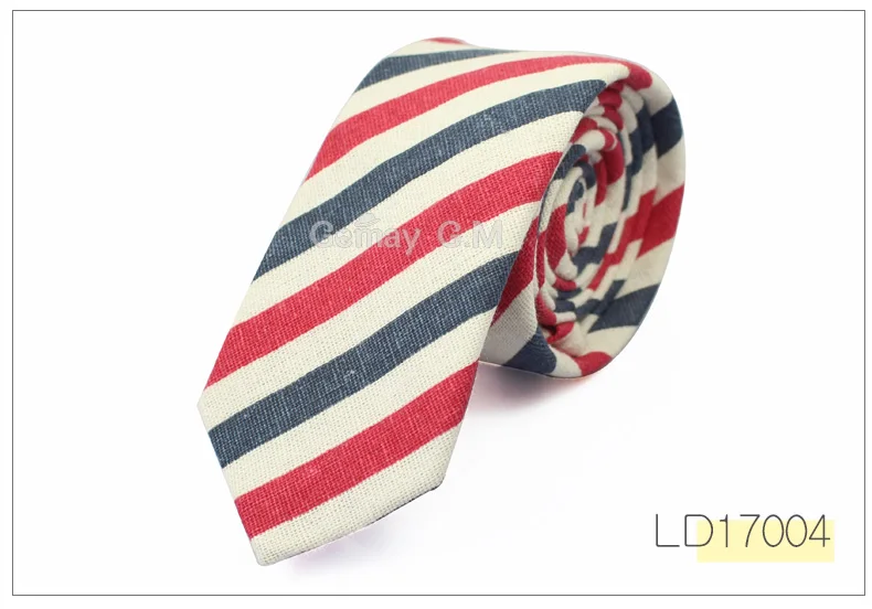 Мужские полосатые галстуки, Свадебный льняной галстук для смокинга, хлопковый галстук Corbatas, тонкие модные повседневные мужские галстуки, галстуки на шею - Цвет: LD17004