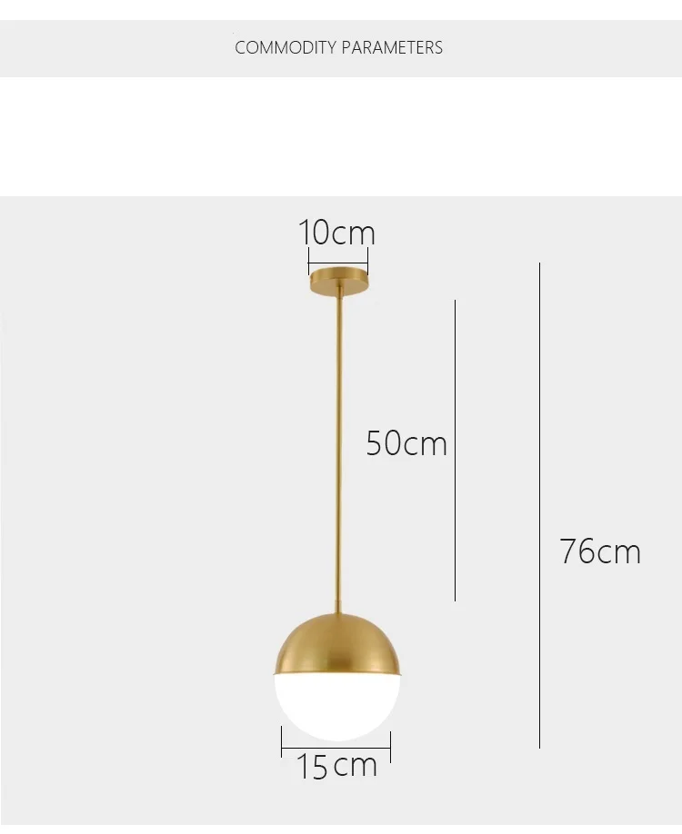  LukLoy Brass Ball Pendant Light Copper Bedside Pendant Lamp Glass Ball Dining Room Suspension Loft  - 33025493073