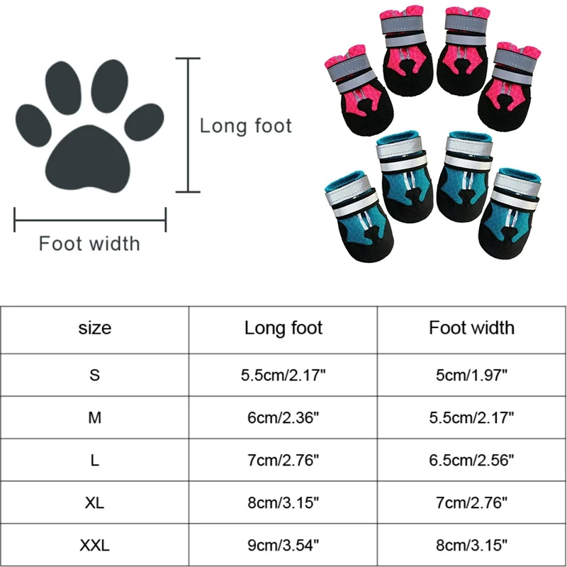 4 шт. собака обувь Открытый Спорт защитить щенок отражающей пинетки Водонепроницаемый против скольжения резиновая обувь для собак безопасный прогулочная обувь