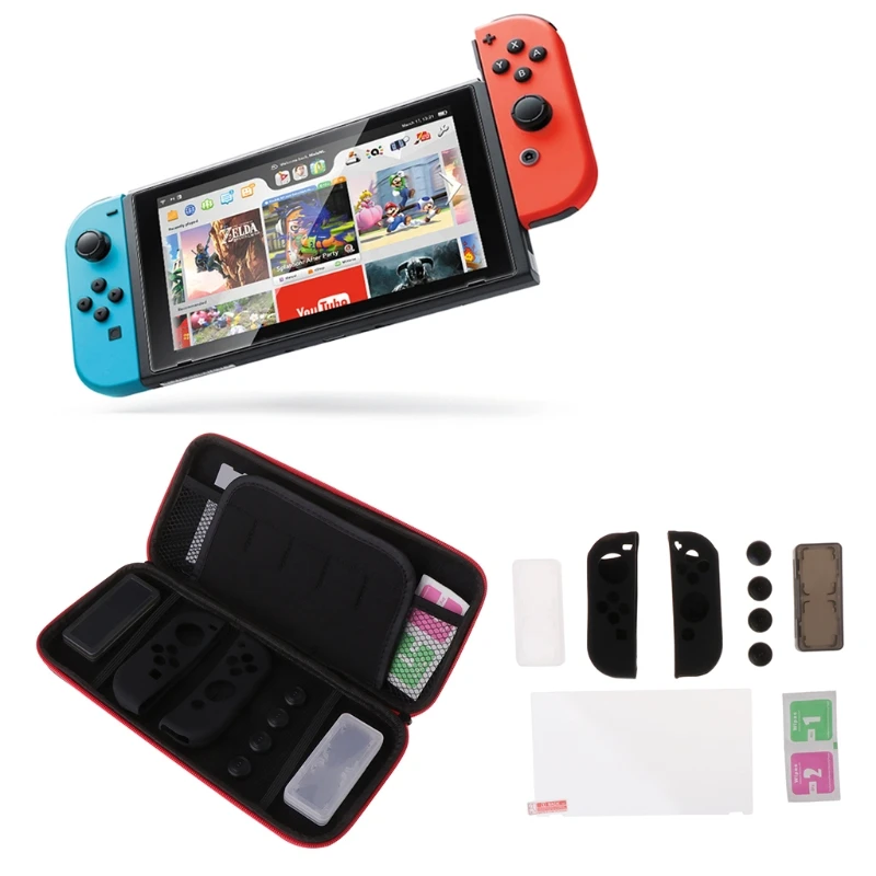 

10 in 1 Black Carrying Storage Bag Cover set Case for Nintend Switch NS Console