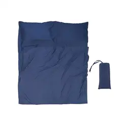 Шелковый мягкий спальный мешок лайнер-легкий спальный мешок кемпинг спальный мешок предотвращает загрязнения на бизнес-отель темно-синий