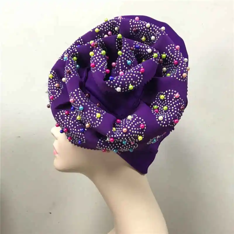 African Auto Aso Oke Gele головной убор с камнями уже сделанный Дамская шапка бусинами aso oke