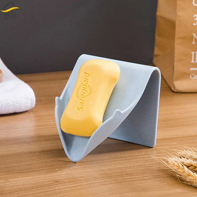 BR 2pcs Multifunctional Soap Holder Travel Soap Dish Wall Mounted Shower Soap Tray Case Bathroom Accessories Drainer Organizer