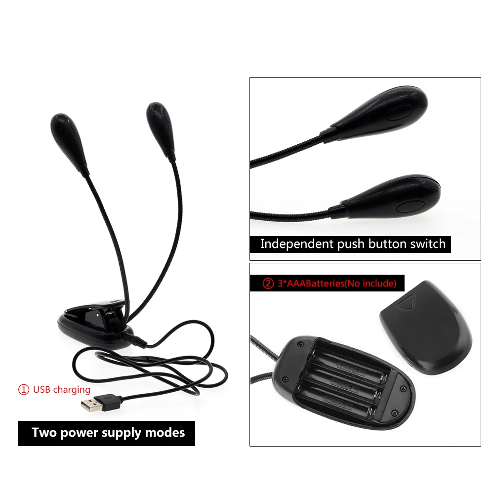  Portable Flexible Bendable 8 LEDs Orchestra Piano Music Score Light Stand Clip Reading Lamp Book Li - 32881462790