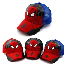 Новая летняя детская бейсбольная кепка с человеком-пауком, сетчатая Детская кепка с вышитым рисунком для мальчиков и девочек, Кепка в стиле хип-хоп, хлопковая бейсболка