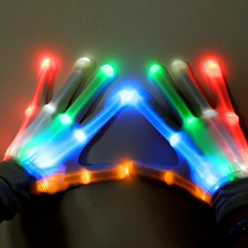 Colorful LED Flashing Gloves Finger Glow Flash Novelty Toys for Kids Adult Festive Christmas Halloween Party Gift Light Toys (2)