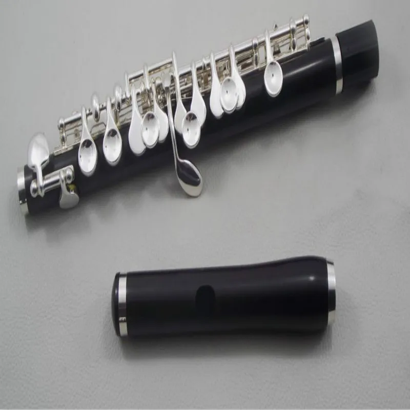 Professional musicians type ebony wood piccolo c key silver plated