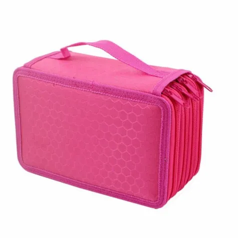 Стиль модный макияж сумка для хранения Твердые высокой емкости коробка стационарная Сумочка для ручек пенал - Цвет: Красный