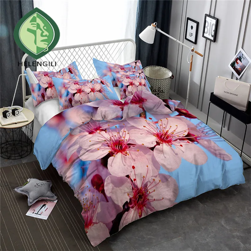 HELENGILI 3D Bedding Set Peach blossom Print Duvet cover ...