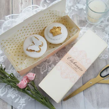 

21.5*7.2*5cm 10pcs egg yellow lace love design Macarons cookie candy Chocolate Paper Box wedding birthday Party gift packaging