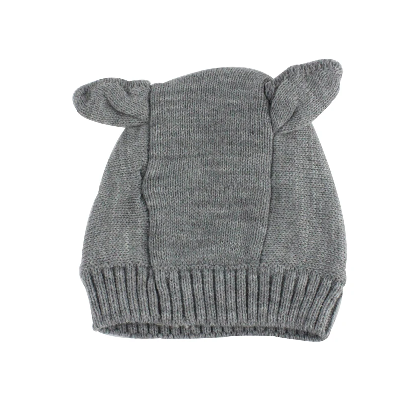 Deer Baby Hat with Ears Cartoon Winter Bonnet Knit Elastic Kids Hats Infant Cap 6-24 Months 1 PC