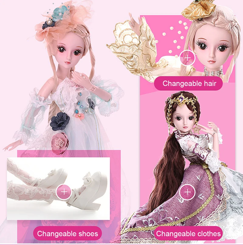 1/3 Bjd кукла 60 см/23,6 дюйма Высота 19 шарнирных шариков куклы DIY парик Обувь Одежда волосы глаза макияж девушка игрушки коллекция