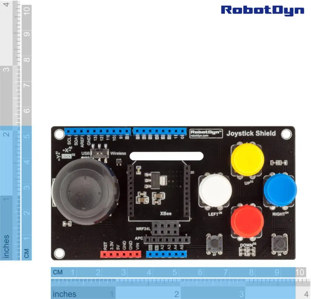 Щит джойстика с беспроводным адаптером(xBee, APC200, NRF24L) для Arduino Uno, Mega(в сборе