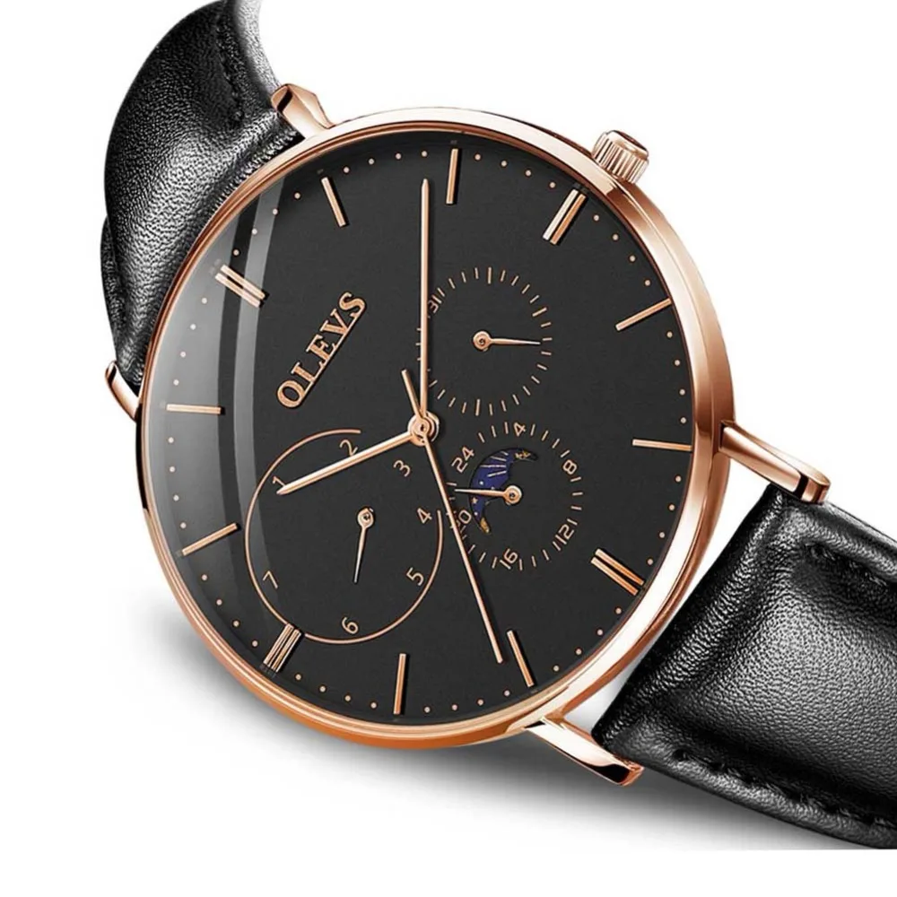 OLEVS Brand Black Watches For Men Stylish Date Watch Male Waterproof