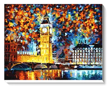 

Framed diy painting by number for home decor picture oil painting for living room canvas painting 4050 Londons night