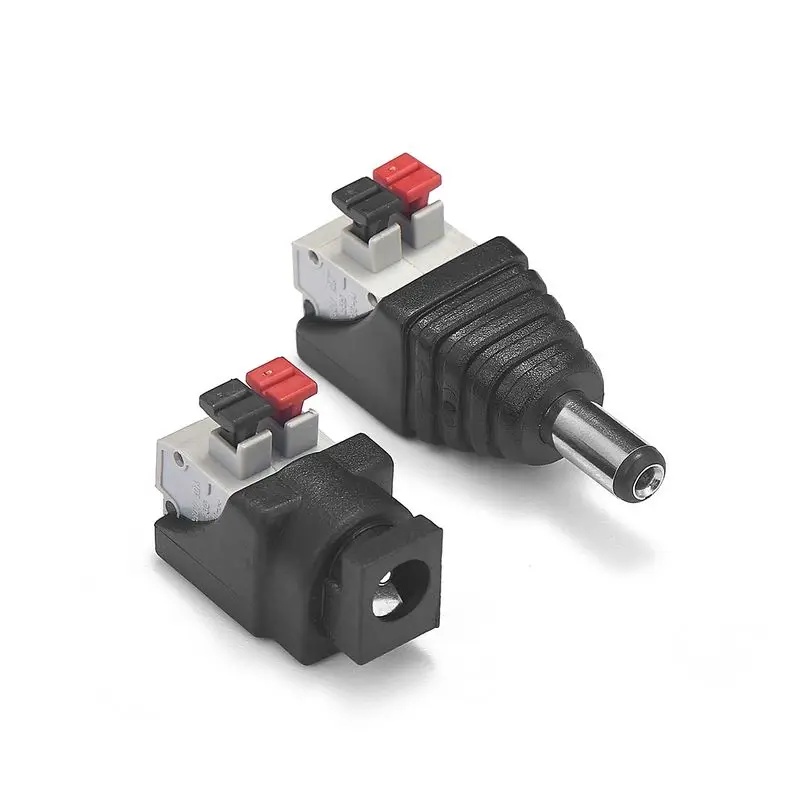 

300pcs CCTV Camera 5V 12V DC Power Connector 5.5 x 2.1mm Female Male Press Jack Plug Power Adapter Connector For LED Strip Light