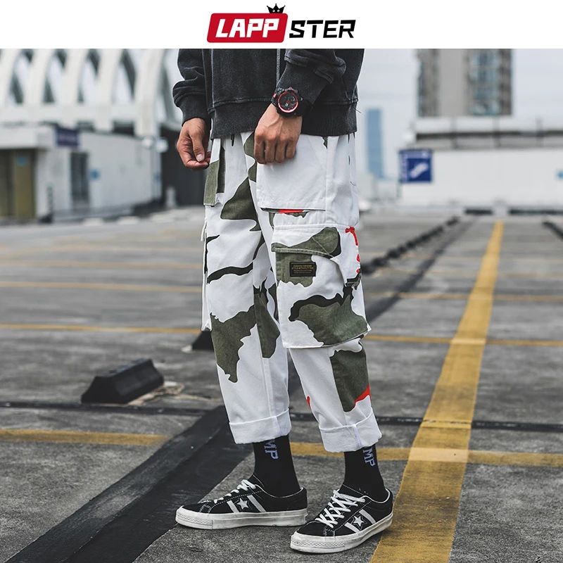 

LAPPSTER Men Camouflage Cargo Pants 2019 Overalls Harem Pants Mens Streetwear Hip Hop Khaki Joggers Casual Harajuku Sweat Pants