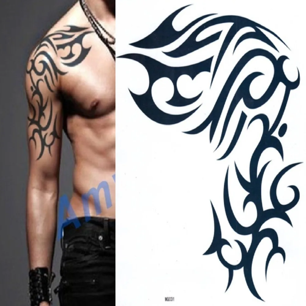 Image New Fashion Temporary Tattoos Large Size Dragon Arm Fake Transfer Tattoo Stickers Hot Sexy Men Women Spray Waterproof Design