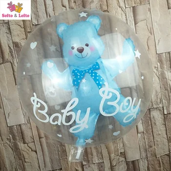 

1 piece 24inch Inflatable balloons big clear bear ballon globo transparent 1st Birthday baby 100 days party decorations boy girl