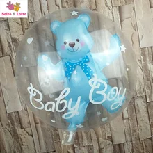 1 piece 24inch Inflatable balloons big clear bear ballon globo transparent 1st Birthday baby 100 days party decorations boy girl