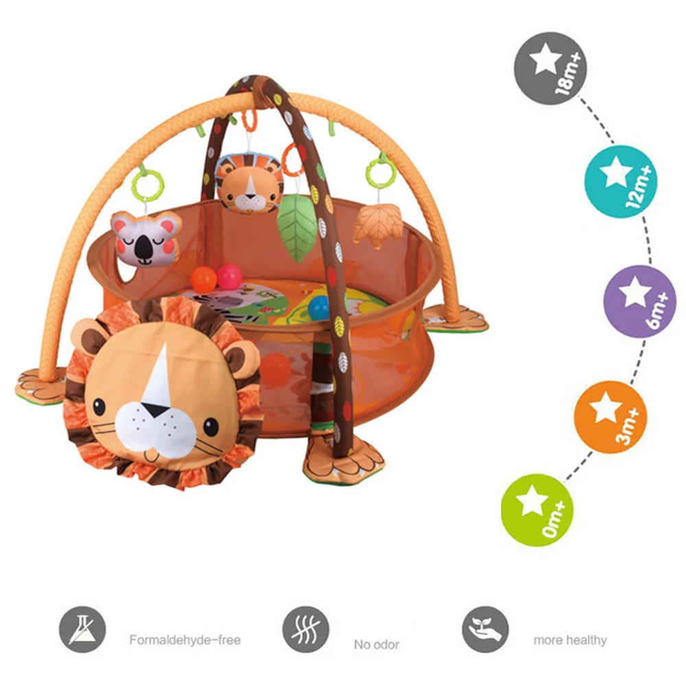 Leão Bebê Jogar Esteira Ano Playmat Ginásio Tapete Rastejando no Berçário Tartaruga Brinquedo Net Suporte 3-em-1 Bola Marinha Piscina Cerca 0-1 3 Brinquedos e hobbies