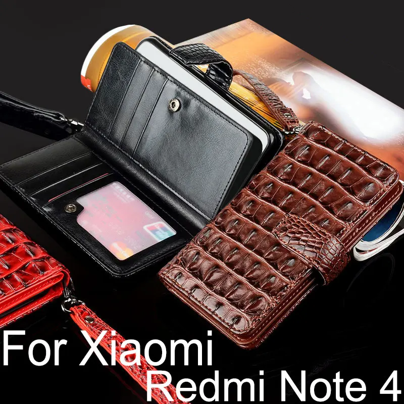 For Xiaomi Redmi Note 4 Case Luxury Crocodile Snake Leather Flip Cover Card Slot Business Wallet